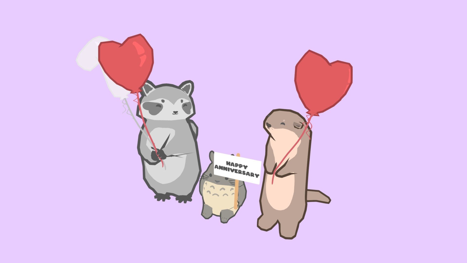 Low Poly Raccoon and Otter Anniversary! - 3D model by sneepsnorp3D