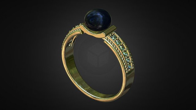 Ring "Black pearl" 3D Model