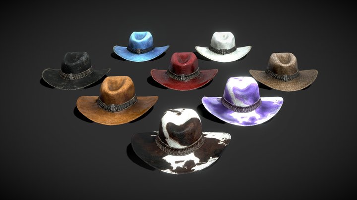 Cowboy Hats Pack 3D Model