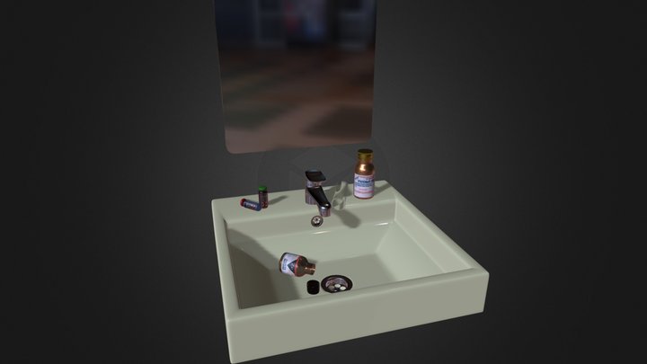 Sink scene with medicine 3D Model