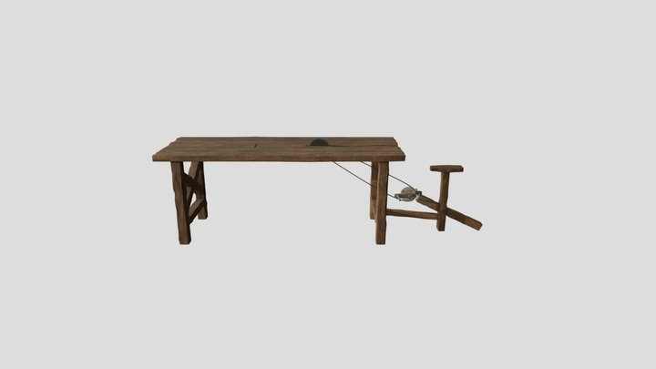 Old Rusty Wood Cutter Machine 3D Model