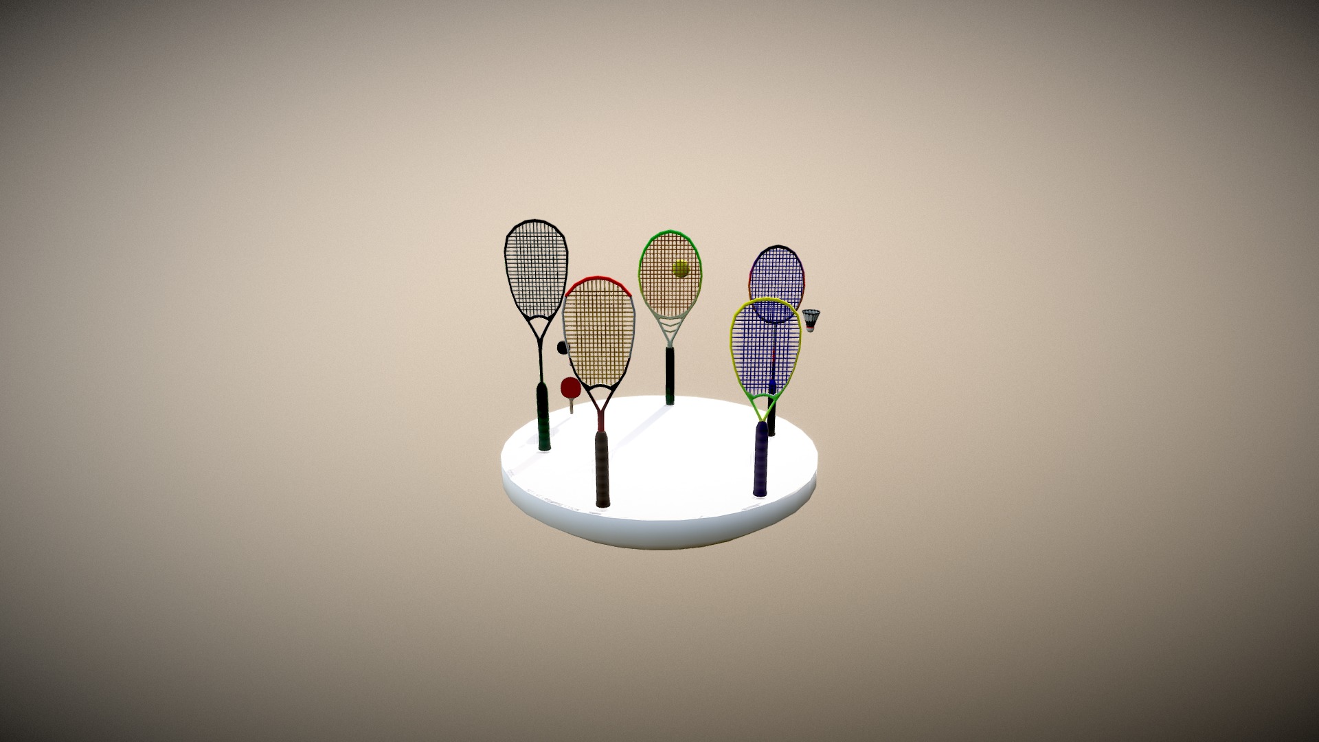 3D model Racket Sport X Game - This is a 3D model of the Racket Sport X Game. The 3D model is about a group of tennis rackets.