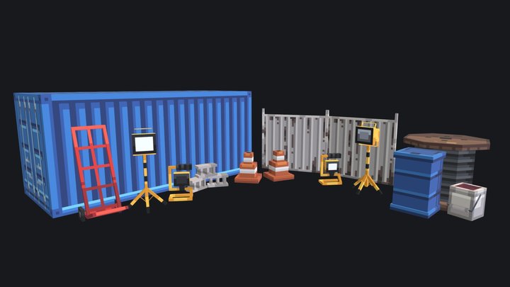 Construction Site Furniture Pack 3D Model