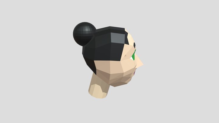 Low Poly Female Face 3D Model