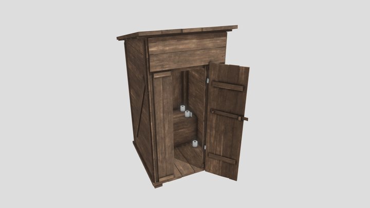 Wooden Toilet 3D Model