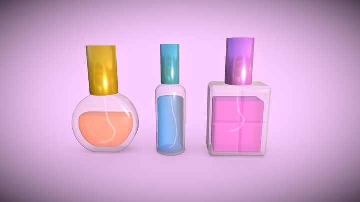 Stylized Perfume Bottle Pack Low Poly Props