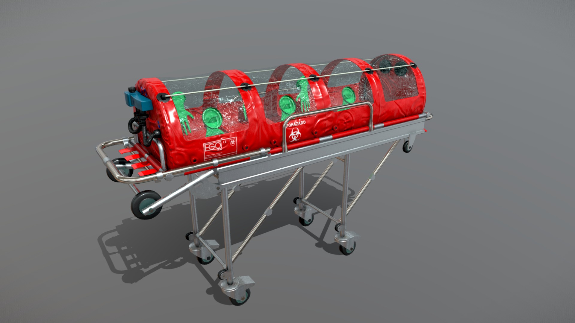 3D model Biological isolation chamber BIO-BAG EBV- 30/ 40 - This is a 3D model of the Biological isolation chamber BIO-BAG EBV- 30/ 40. The 3D model is about a shopping cart with a red and blue shopping cart.