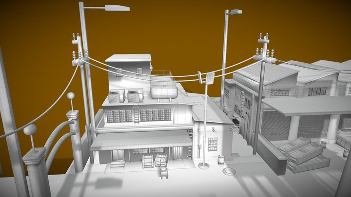 TRAIN CARSHED 3D Model