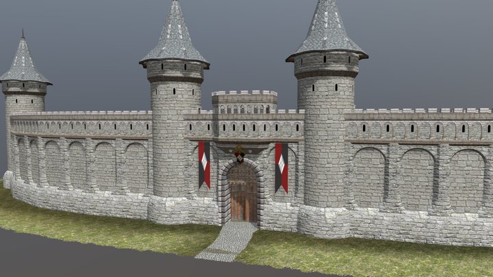 City Wall and Gate 3D Model