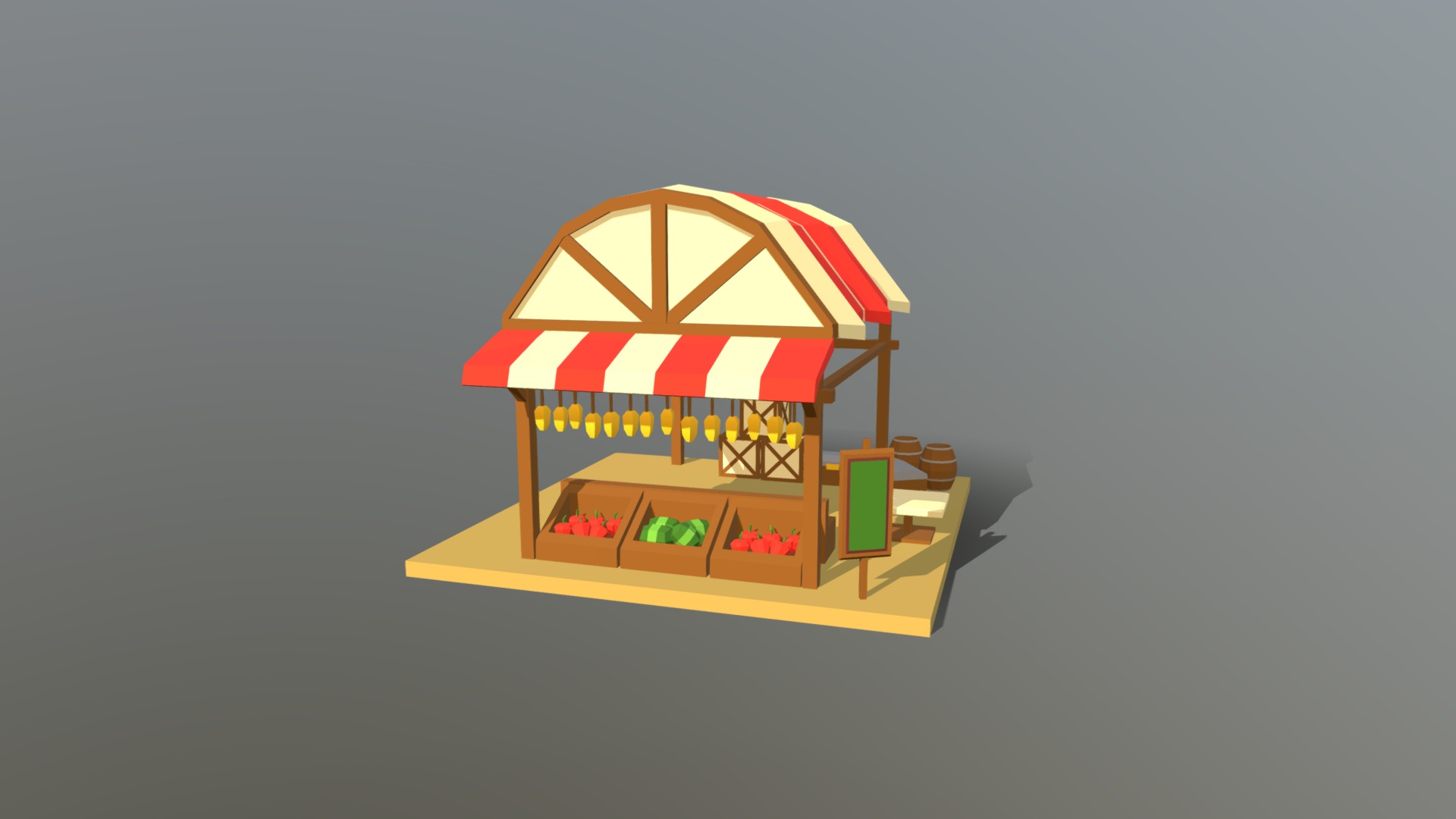 3D model HIE Fruit Shop N1 - This is a 3D model of the HIE Fruit Shop N1. The 3D model is about a small house with a table and chairs.