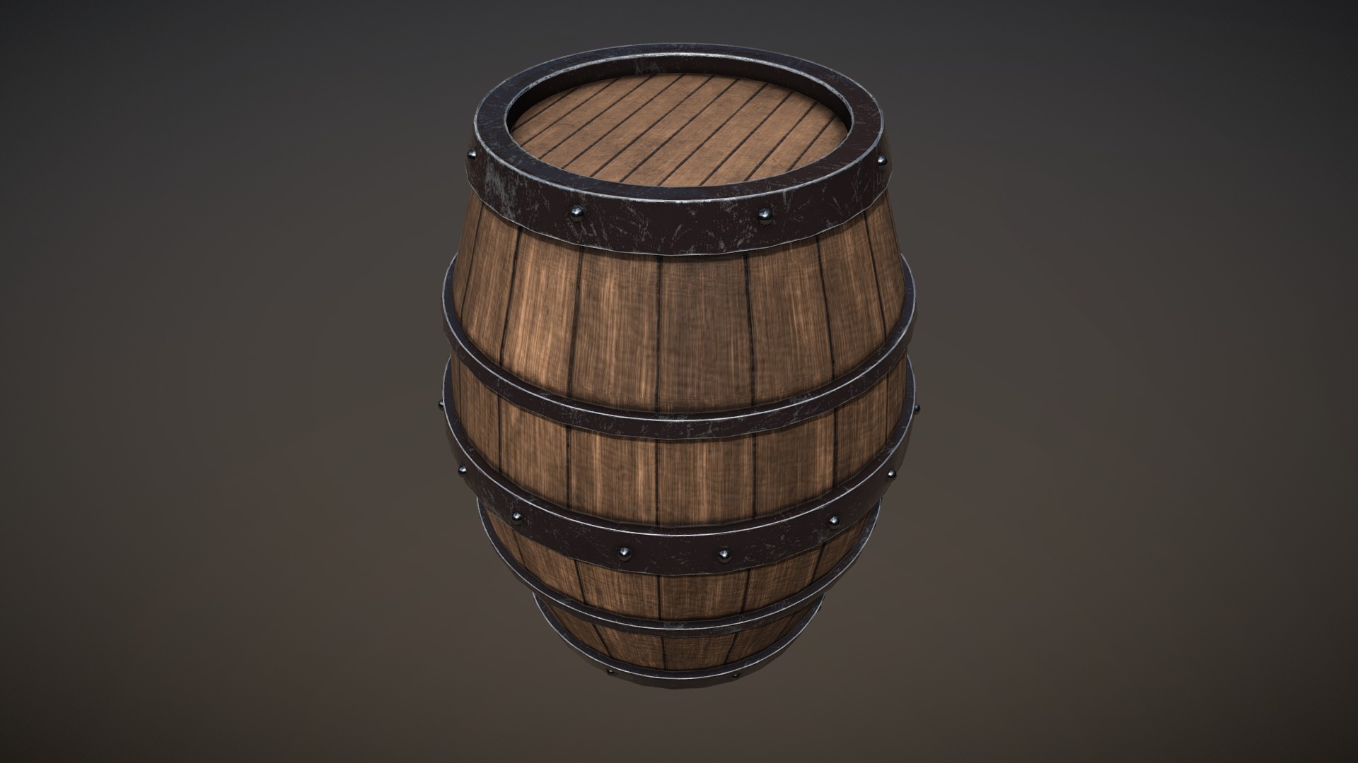 3D model Wooden Barrel - This is a 3D model of the Wooden Barrel. The 3D model is about a barrel with a wooden top.