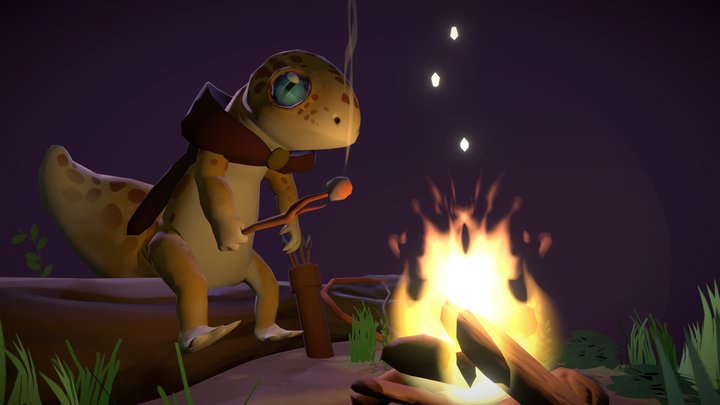 Gecko Hunter Camp Night 3D Model