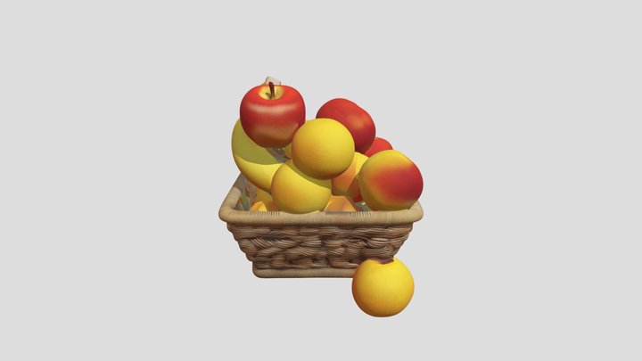 "3D Basket of Fruit 3D Model