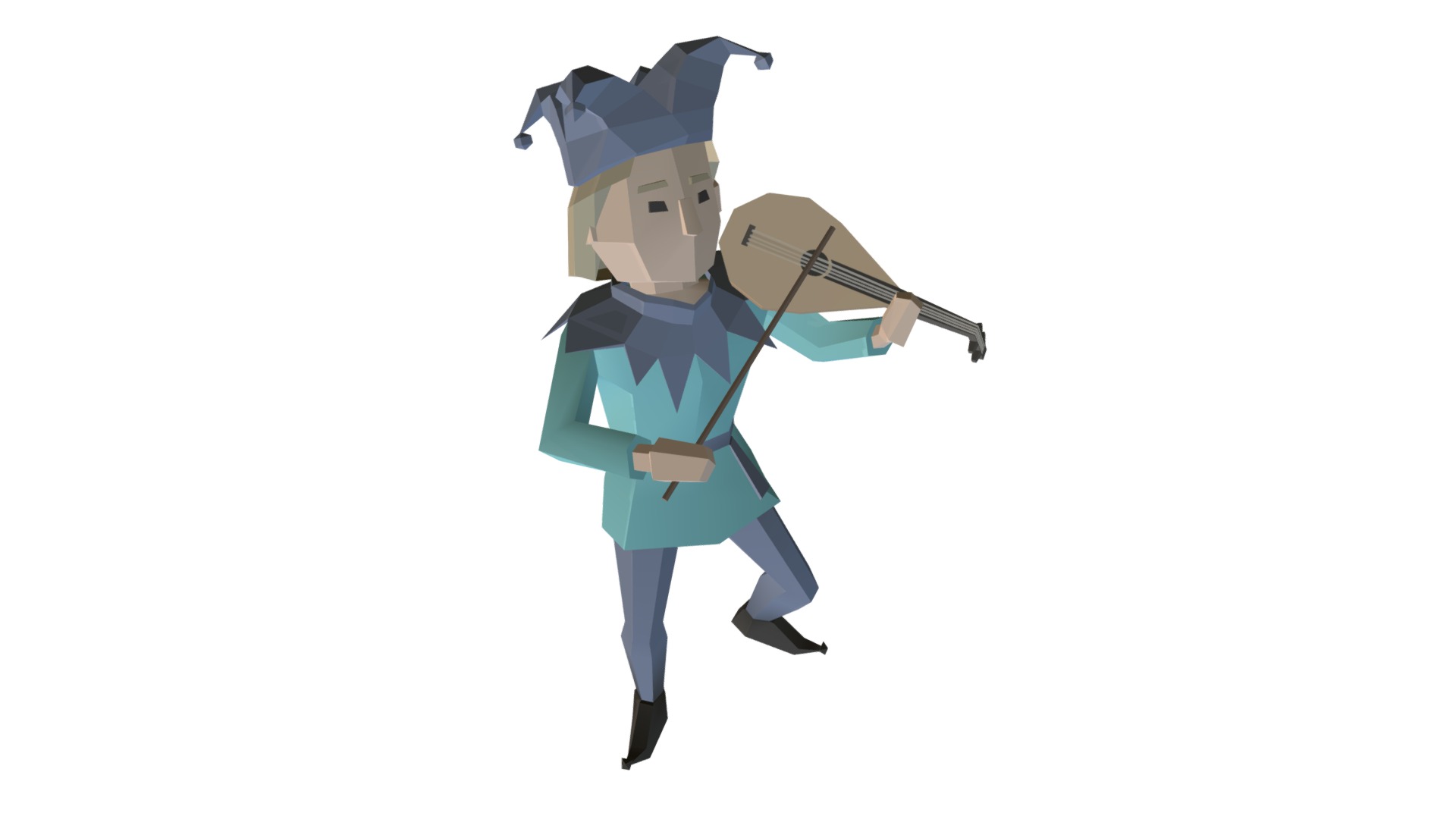 3D model Musician - This is a 3D model of the Musician. The 3D model is about a cartoon of a girl holding a sword.