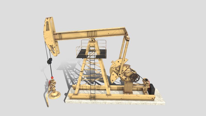 Oil Pumpjack Animated 3 3D Model