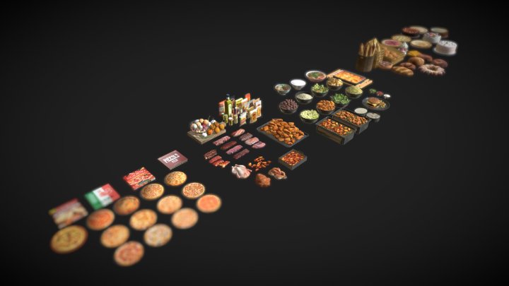 100-packs of  3D food models 3D Model