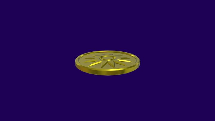 Coin with sun protruding 3D Model
