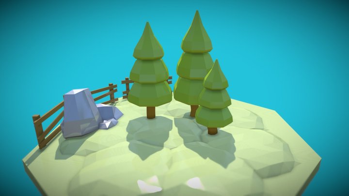Low Poly Nature Scene – Free 3D Model STL
