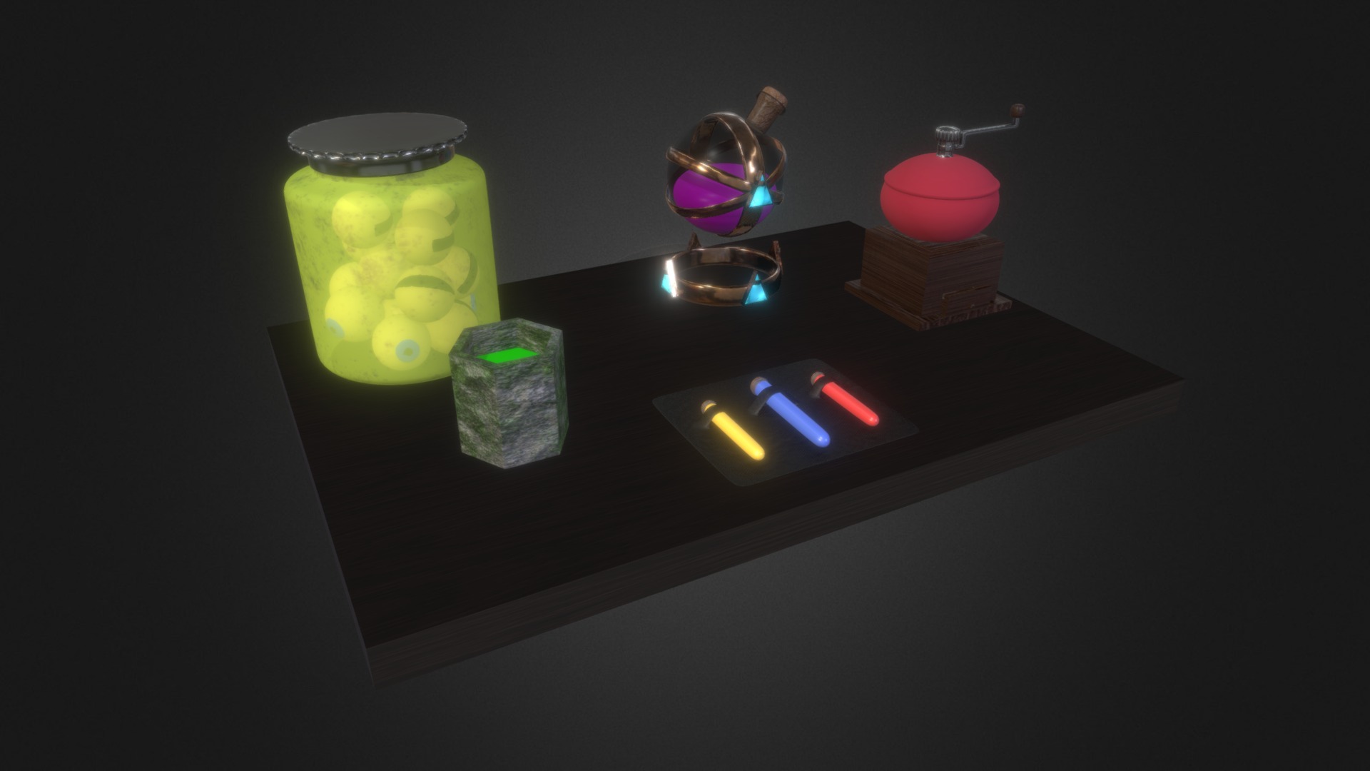3D model Witch workplace - This is a 3D model of the Witch workplace. The 3D model is about a group of colorful lights.