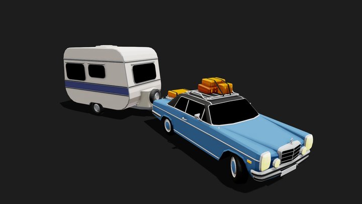 Mercedes W114 & Caravan 3D Model