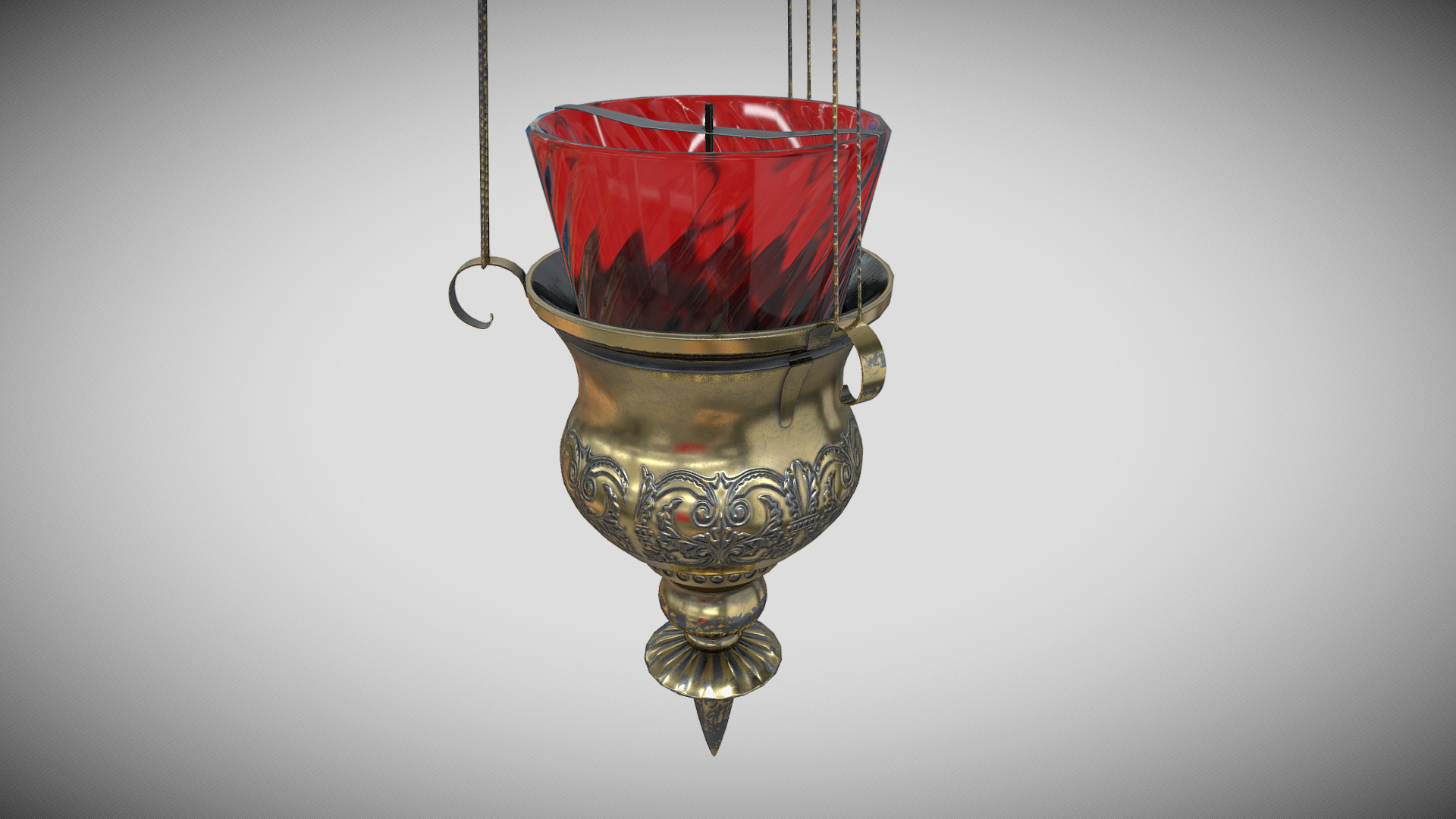 3D model Icon Lamp (навесная лампада) - This is a 3D model of the Icon Lamp (навесная лампада). The 3D model is about a glass jar with a red lid.