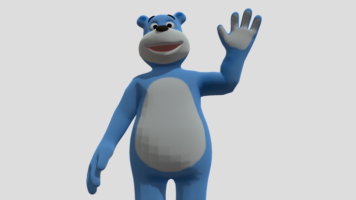 Oso Familia Saluda 3D Model