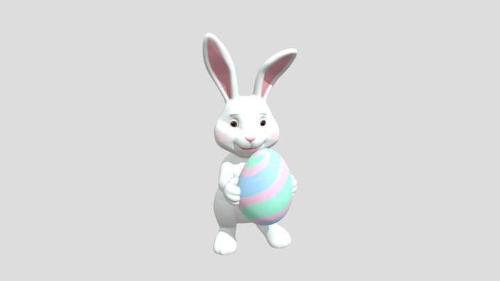 Easter Bunny with Pastel Egg 3D Model