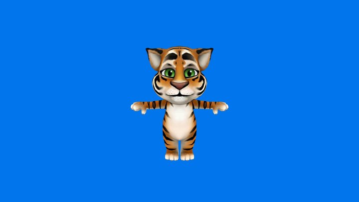Talking tom tiger medium (merge) 3D Model