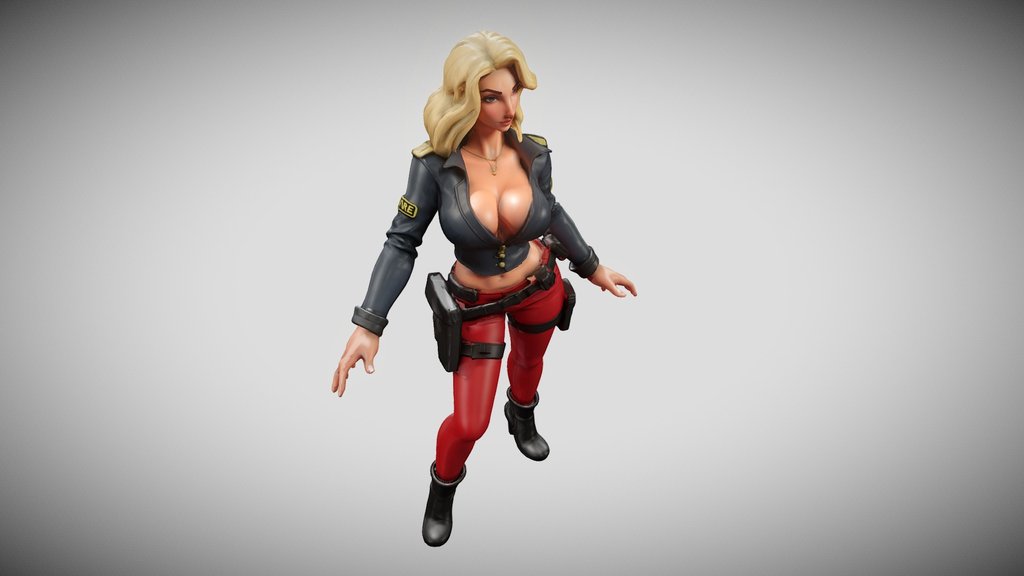 Hot Blonde Agent In Red Leather Pants