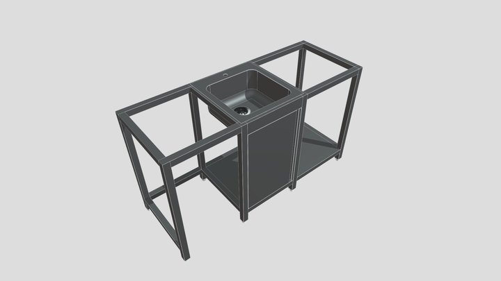 POS 64 - BANCADA APOIO C/ 1 CUBA S/ TAMPO 3D Model