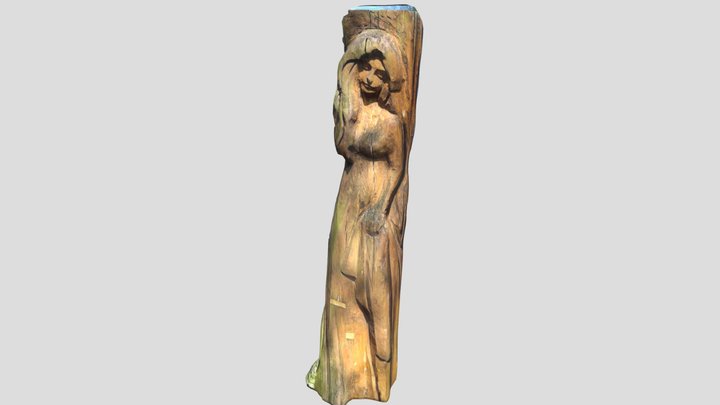 Wooden Sculpture of a Woman 3D Model