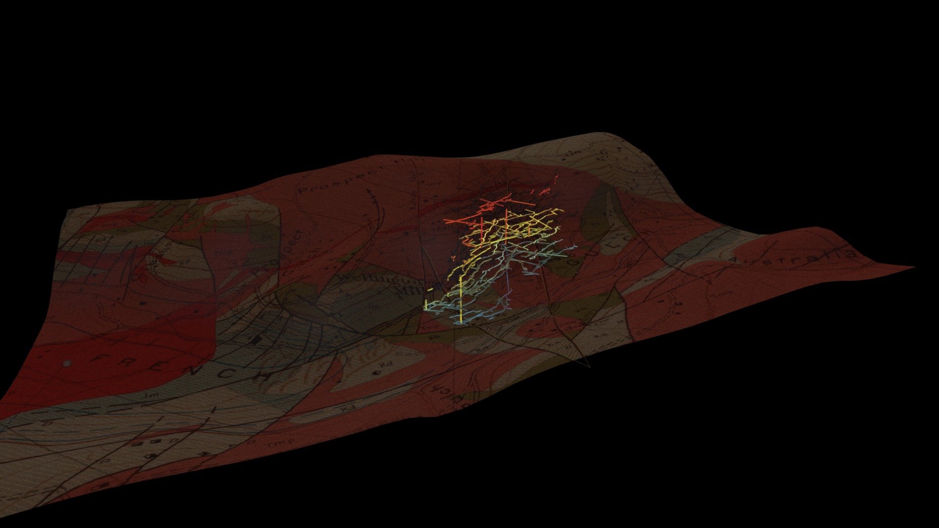 French Gulch 3DUSGS Topo Map and Mine Workings 3D model by Kerry S