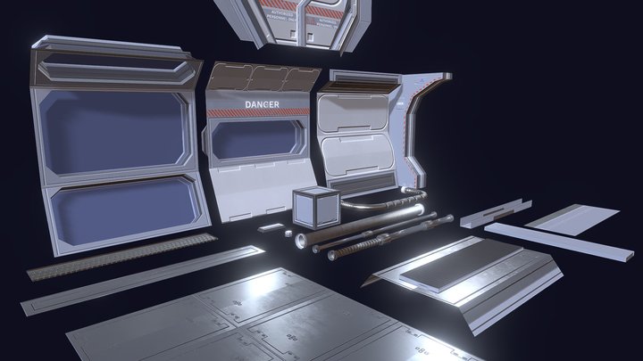 Space Ship Corridor 3D Model