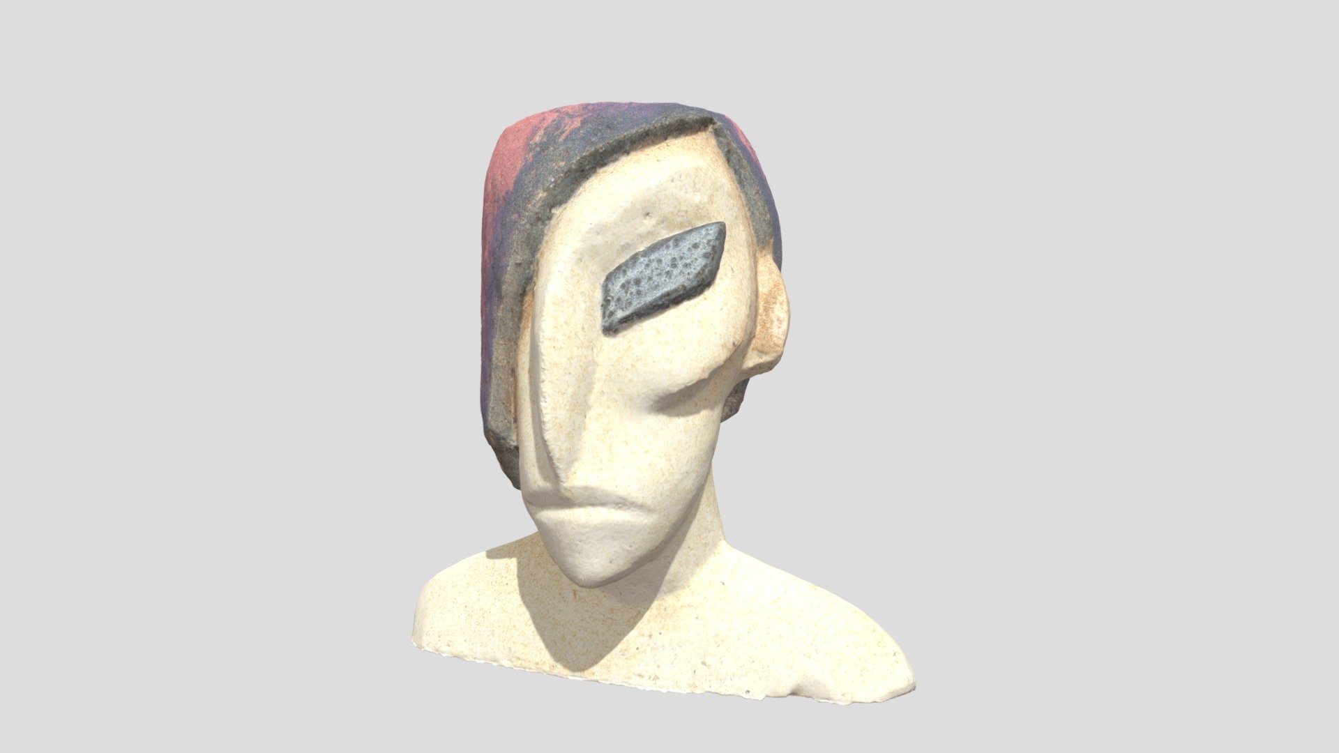 Purple head ceramic sculpture