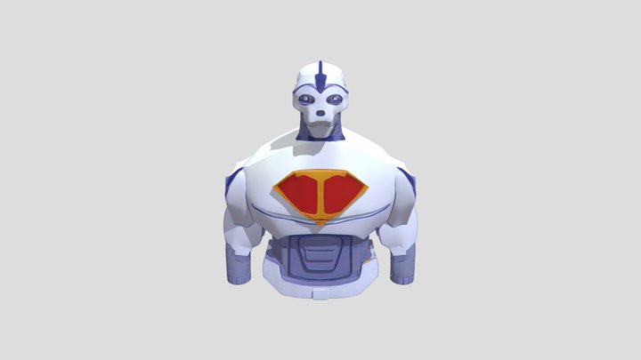 robotic superhero character with a metal body 3D Model