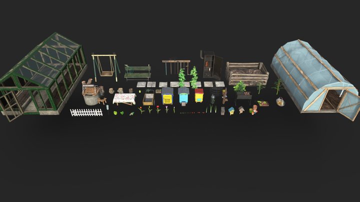 Greenhouse Gardening Tools | Game Assets 3D Model