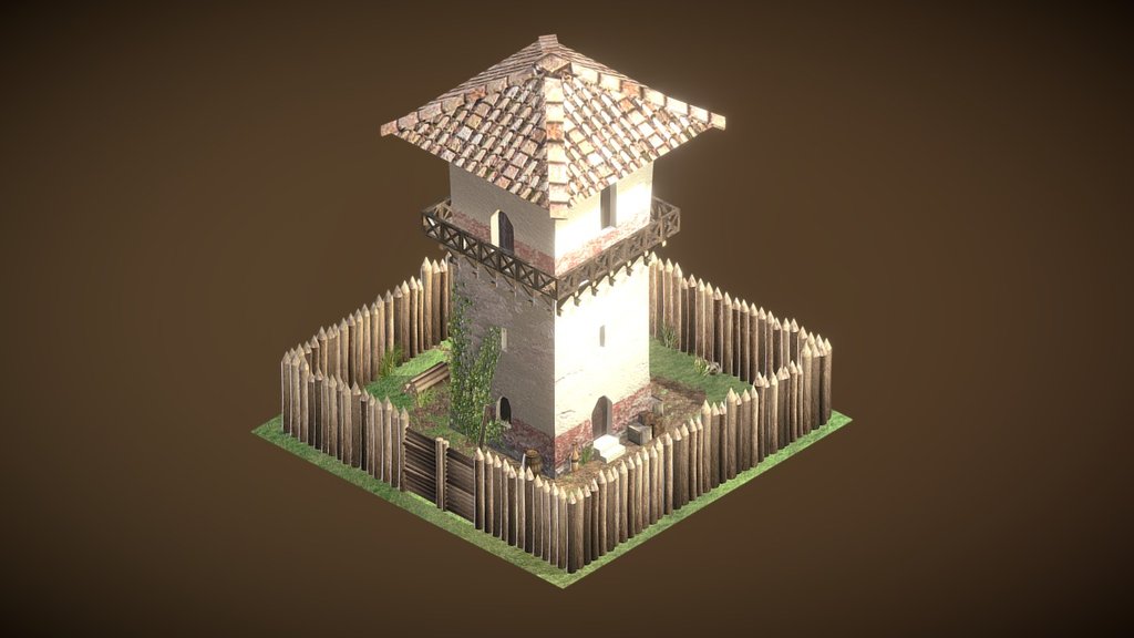 Low poly Roman tower