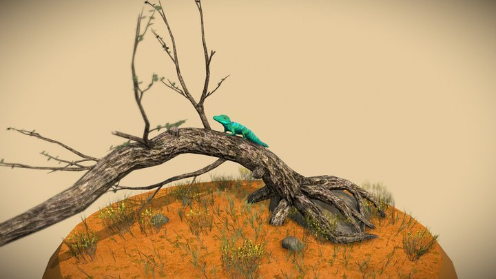 Lizard on the tree 3D Model