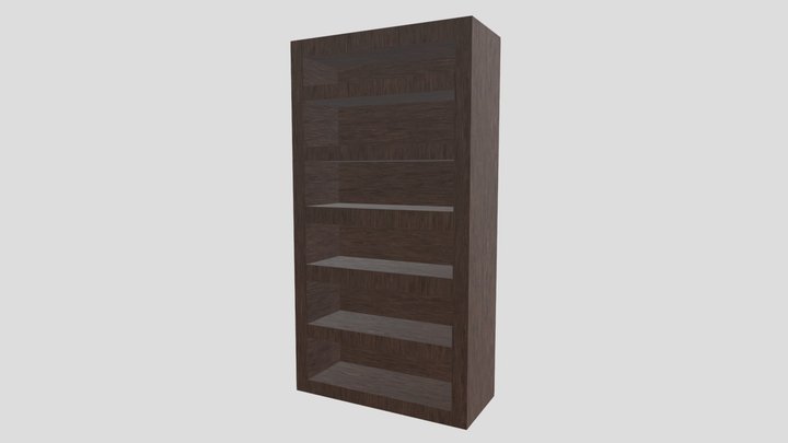 Walnut Wooden Bookshelf 3D Model