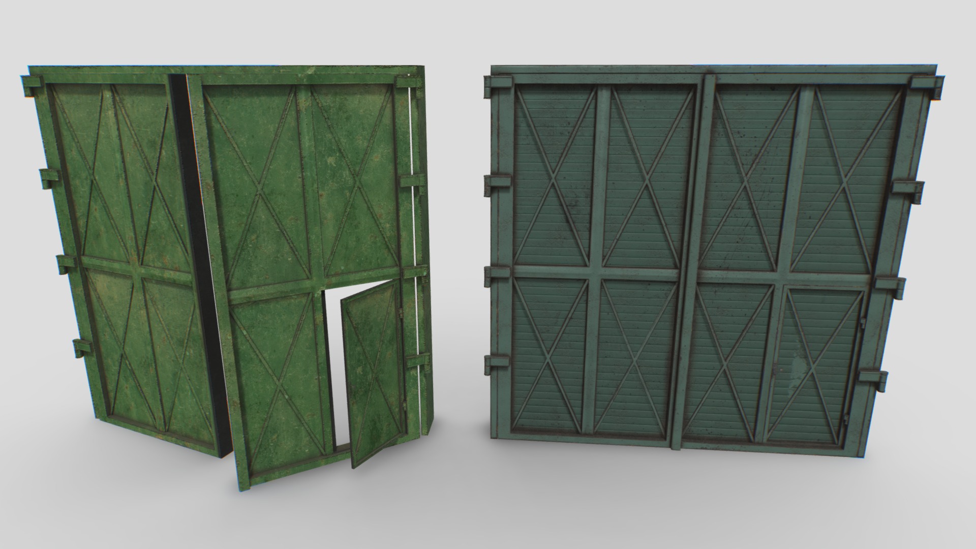 3D model Industrial metal gate 2 - This is a 3D model of the Industrial metal gate 2. The 3D model is about a couple of metal boxes.