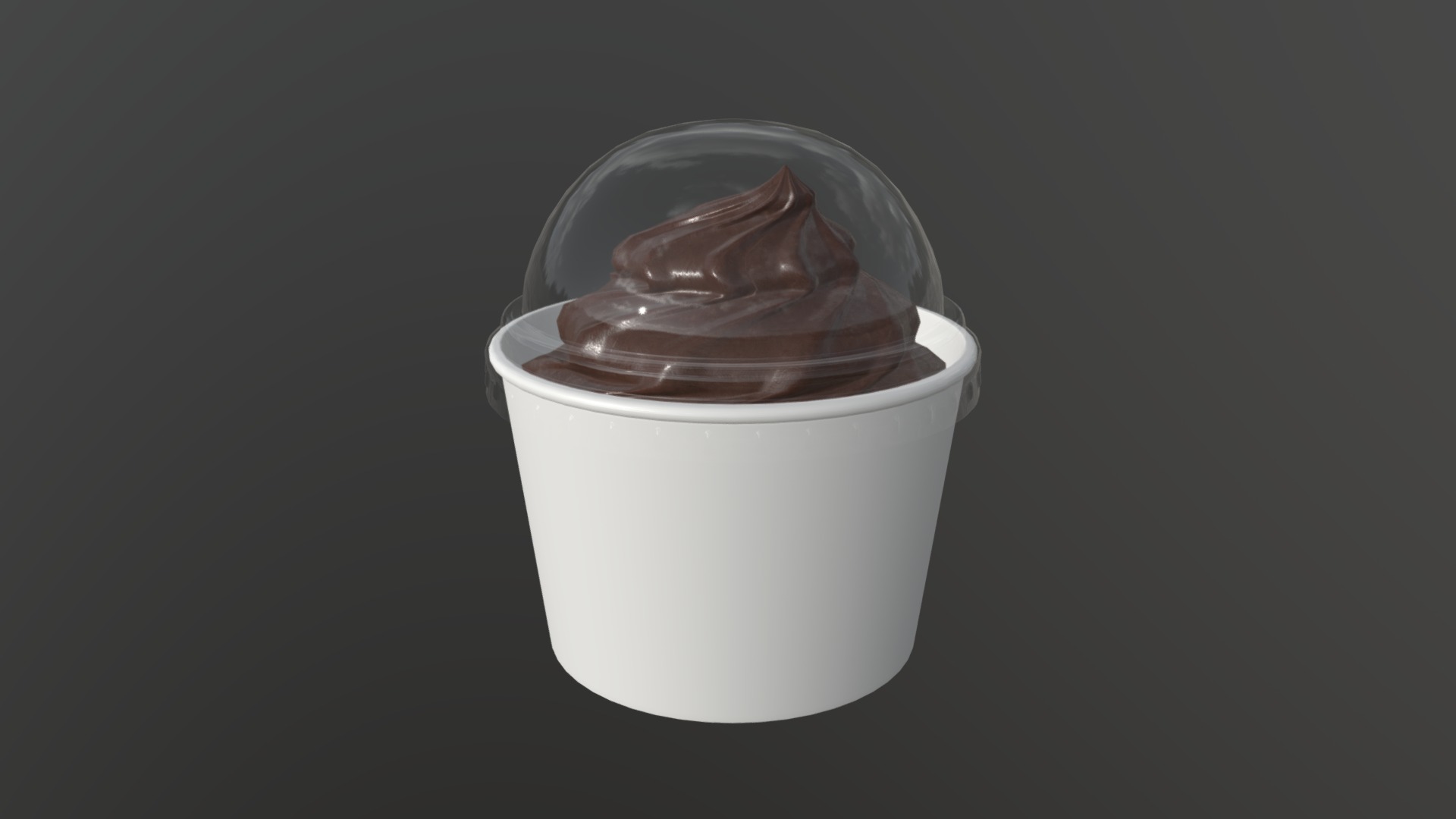 3D model Ice cream in white plastic cup for mockup - This is a 3D model of the Ice cream in white plastic cup for mockup. The 3D model is about a cup with a brown substance.