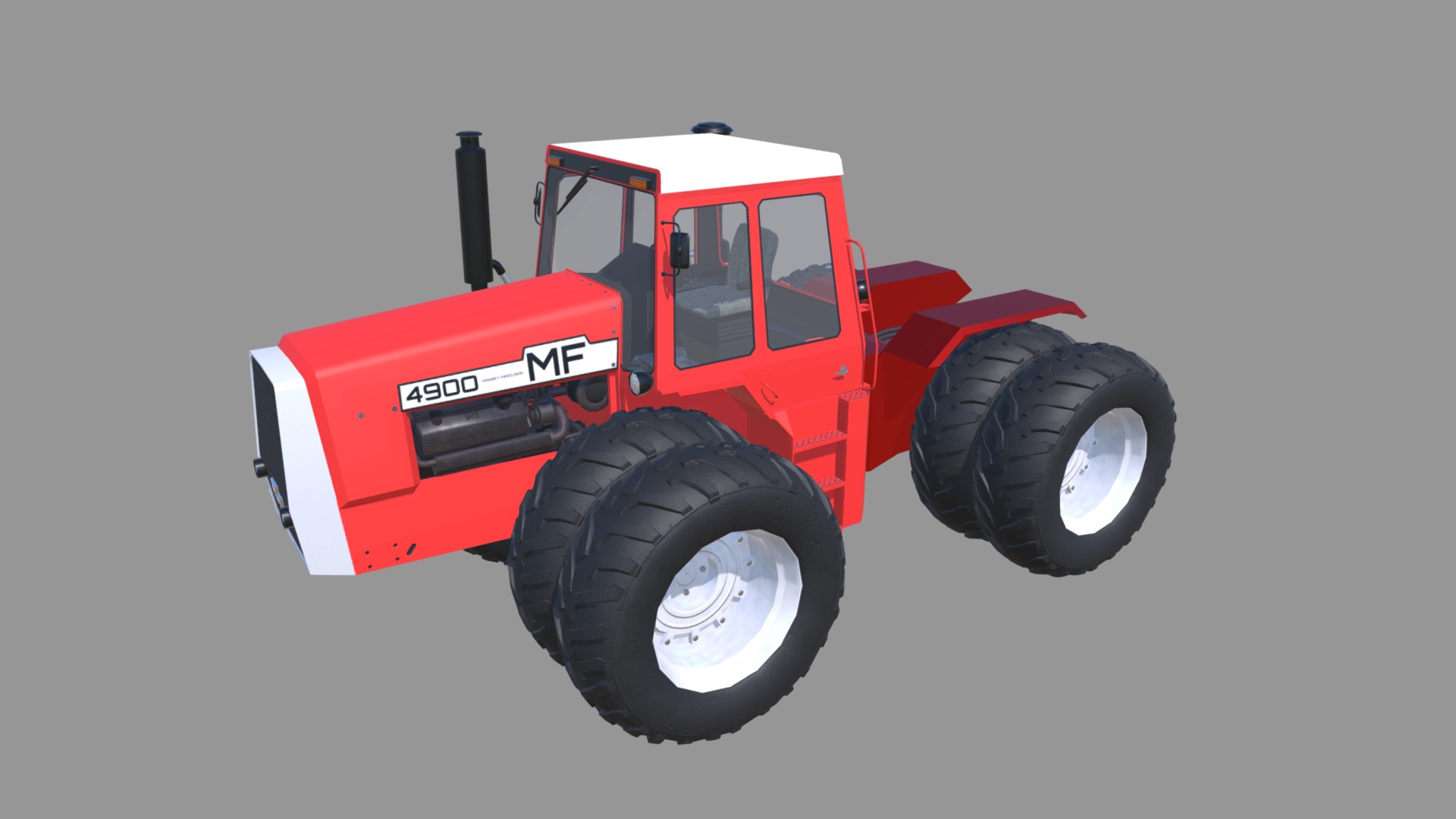 3D model Massey-Fergusson 4900 - This is a 3D model of the Massey-Fergusson 4900. The 3D model is about a red tractor with large wheels.