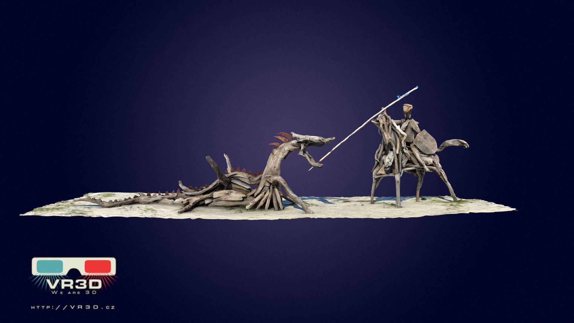 [3D scan] Dragon and knight driftwood statue