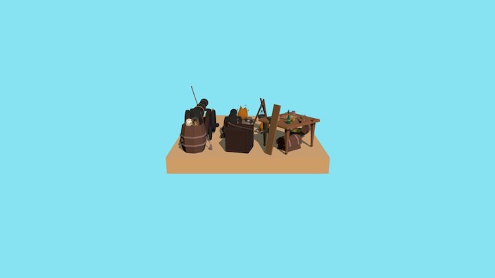 Low Poly Pirate Props 3D Model