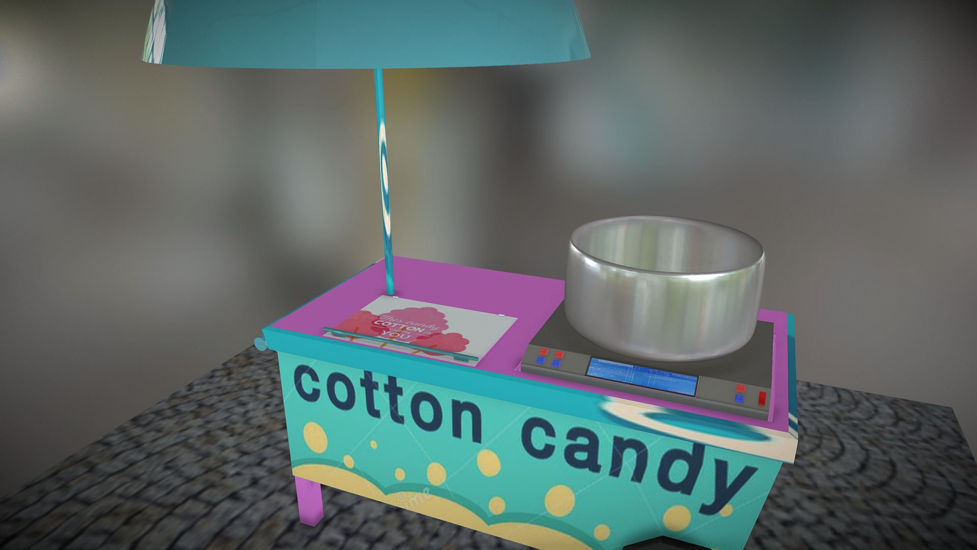 3D model Sweet cotton - This is a 3D model of the Sweet cotton. The 3D model is about a box with a lid and a bowl on top of it.