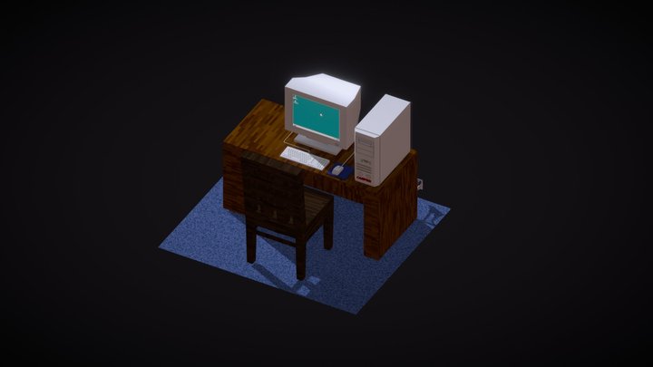 90's Desktop 3D Model