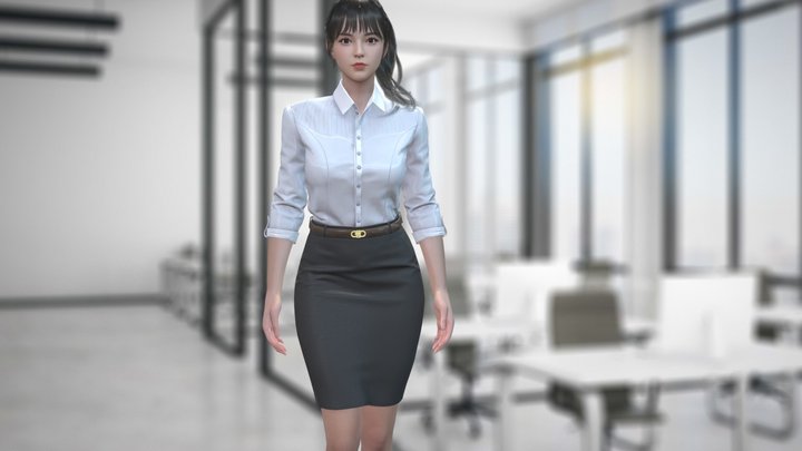 Female's Bussiness suit office lady Game Assests 3D Model