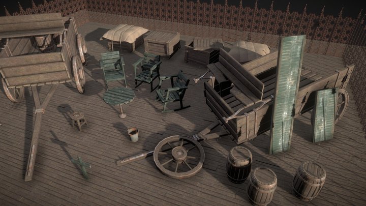 Southern Gothic Scene Props 3D Model