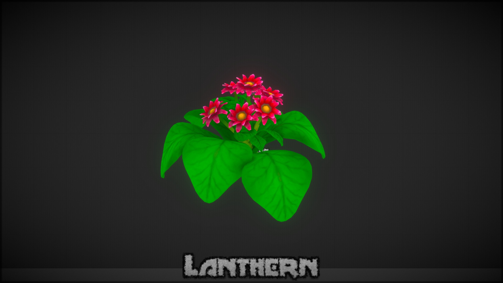 3D model Flower_Bush Hand Painted (red) - This is a 3D model of the Flower_Bush Hand Painted (red). The 3D model is about a green flower with red and white flowers on a black background.