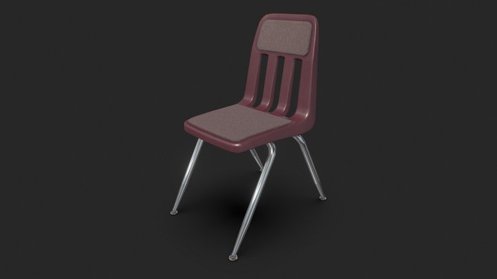 Padded School Chair 3D Model